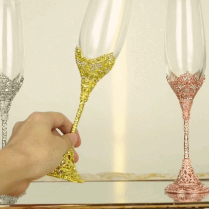 Elegant Crystal Champagne Flutes with Ornate Filigree Stem - Perfect for Weddings & Gifts