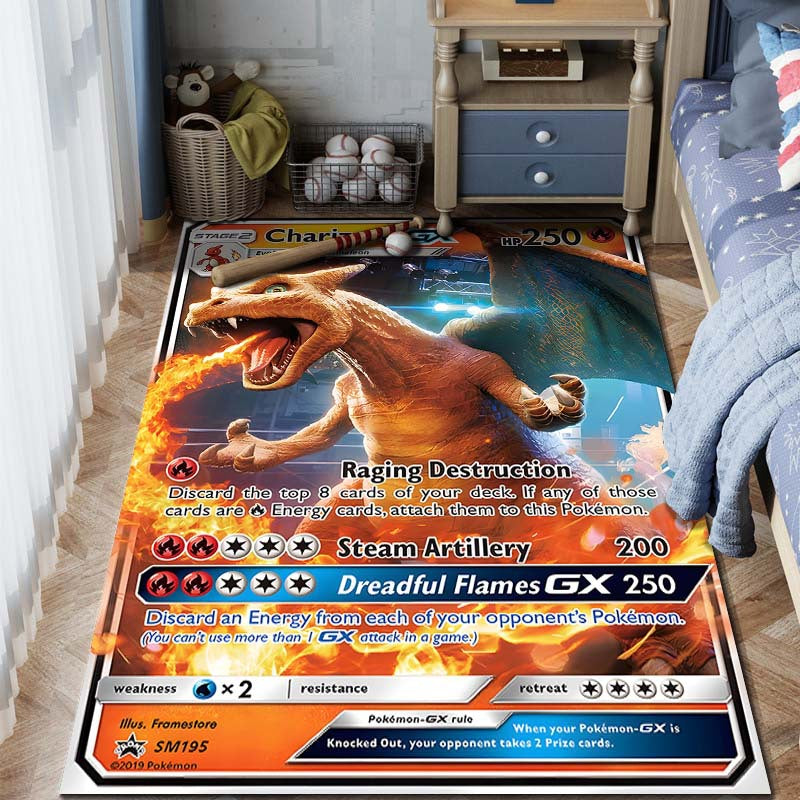 Pokemon Card Rug - Premium Non-Slip Gaming & Collector's Decor