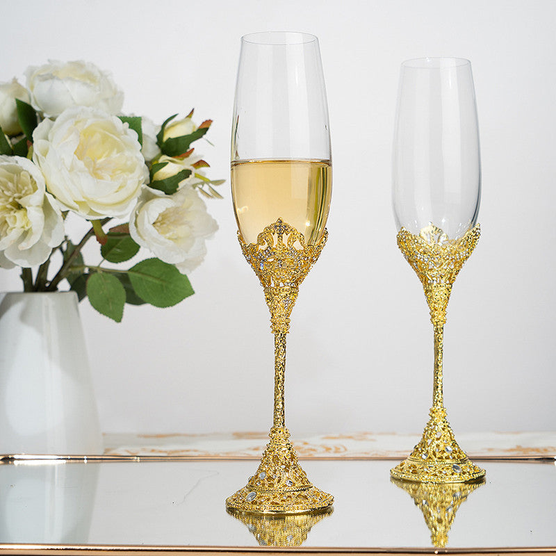 Elegant Crystal Champagne Flutes with Ornate Filigree Stem - Perfect for Weddings & Gifts