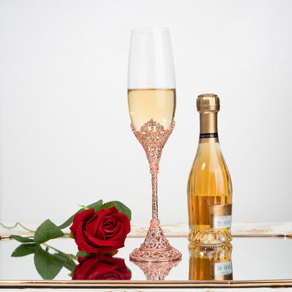 Elegant Crystal Champagne Flutes with Ornate Filigree Stem - Perfect for Weddings & Gifts