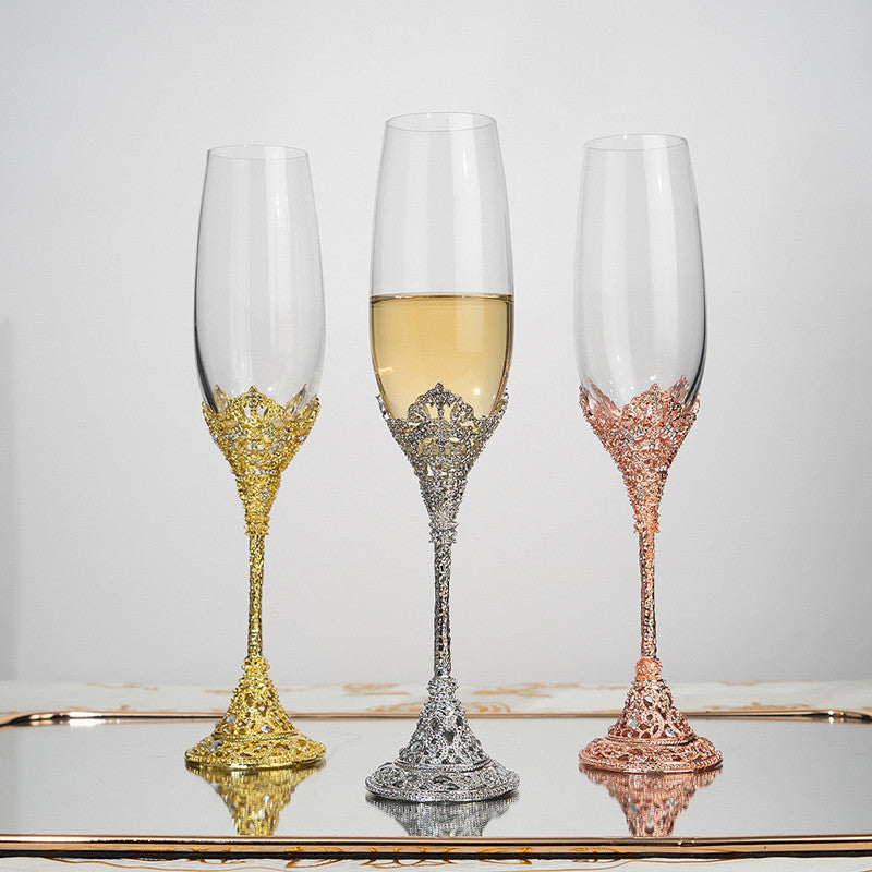 Elegant Crystal Champagne Flutes with Ornate Filigree Stem - Perfect for Weddings & Gifts