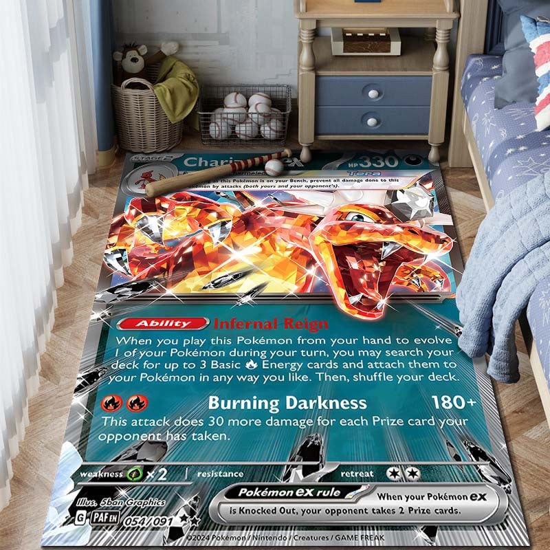 Pokemon Card Rug - Premium Non-Slip Gaming & Collector's Decor