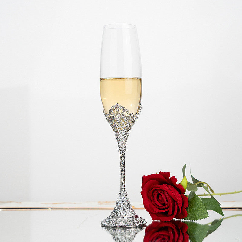 Elegant Crystal Champagne Flutes with Ornate Filigree Stem - Perfect for Weddings & Gifts