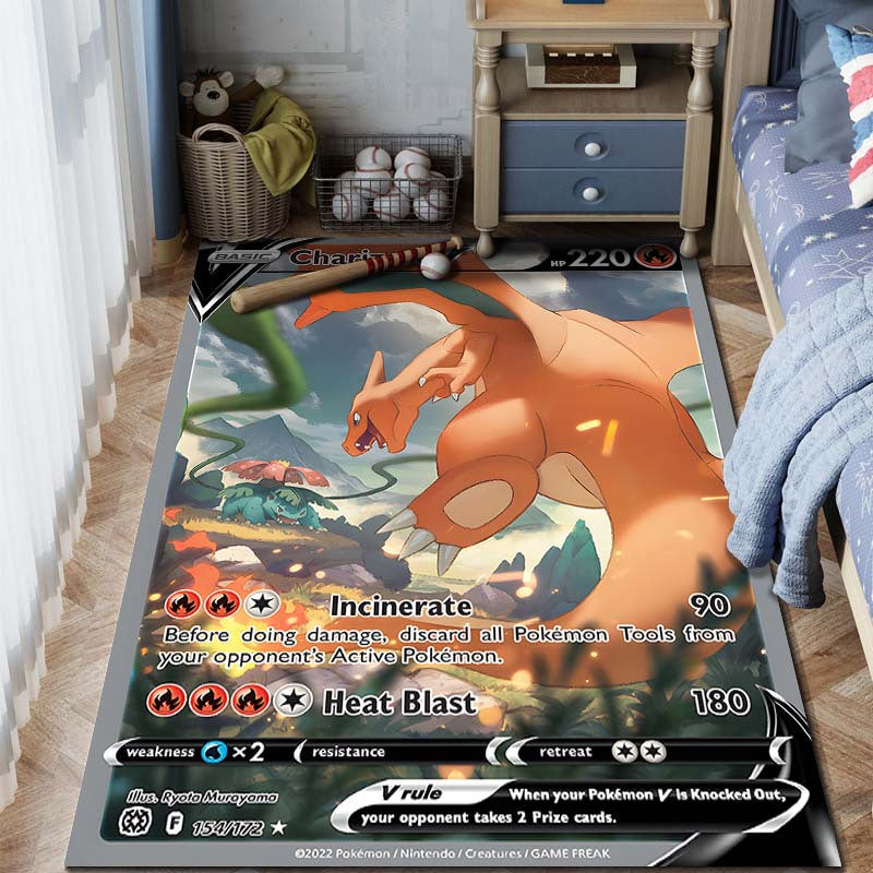 Pokemon Card Rug - Premium Non-Slip Gaming & Collector's Decor