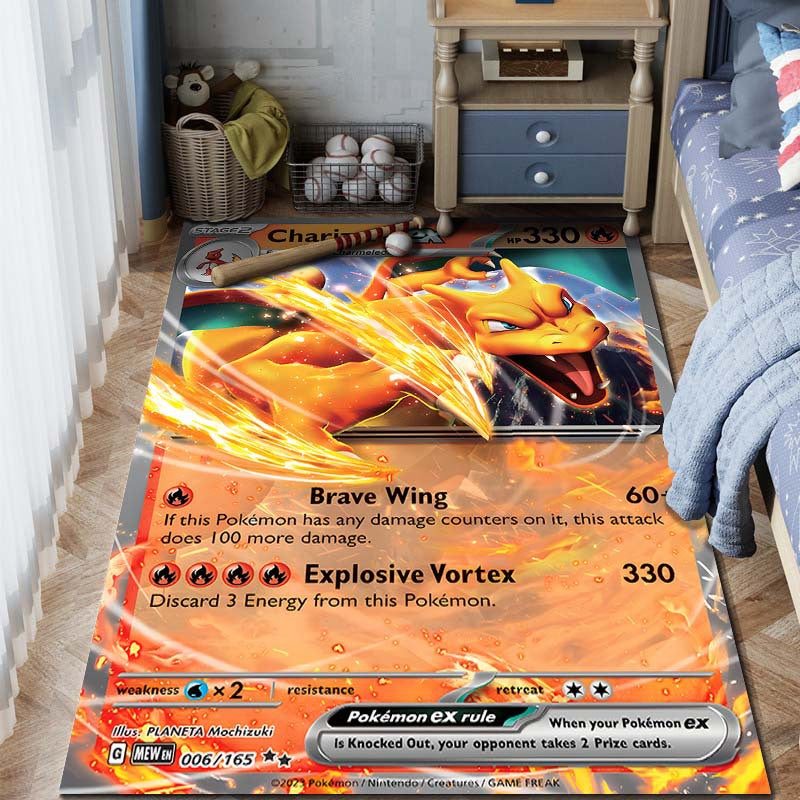 Pokemon Card Rug - Premium Non-Slip Gaming & Collector's Decor