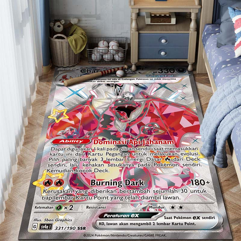 Pokemon Card Rug - Premium Non-Slip Gaming & Collector's Decor